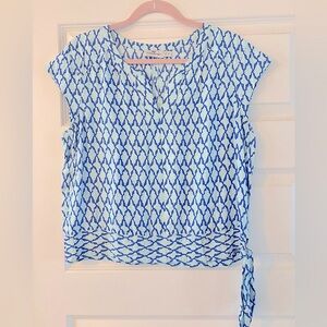 Vineyard Vines Women's Size 12 Lattice Print Side Tie Top Crystal Blue